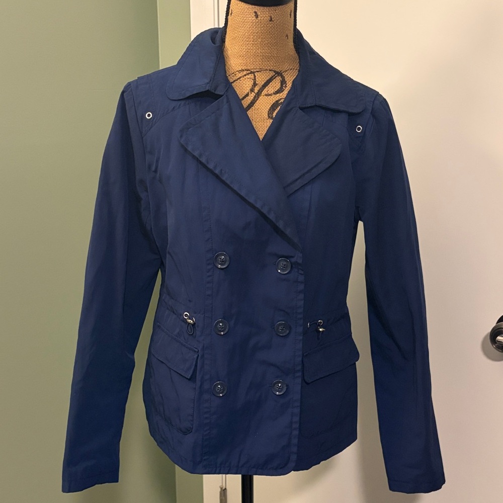 Merona Navy Double-Breasted short trench